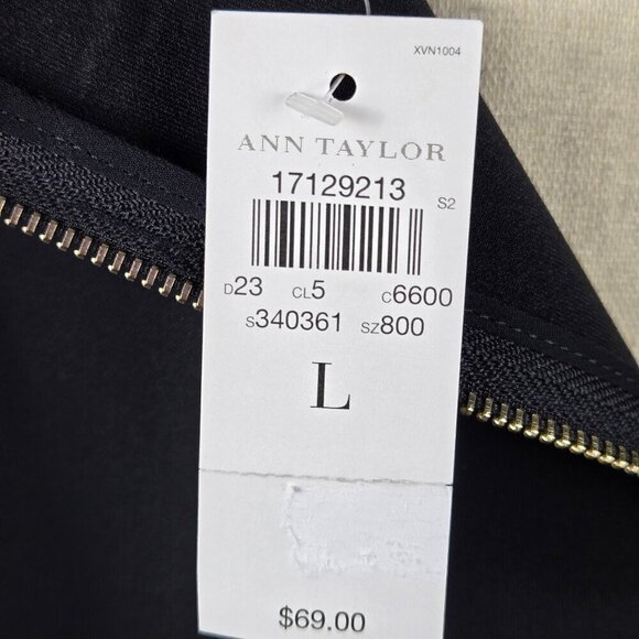 Ann Taylor Size Large Black Short Sleeve Blouse Dropped Shoulder Faux Leather - Picture 14 of 16